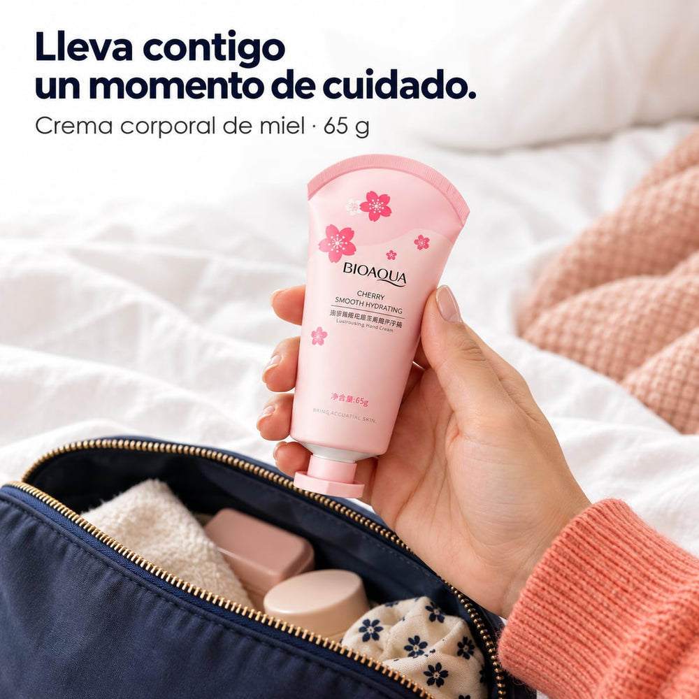 Crema corporal de miel lista para llevar en el bolso