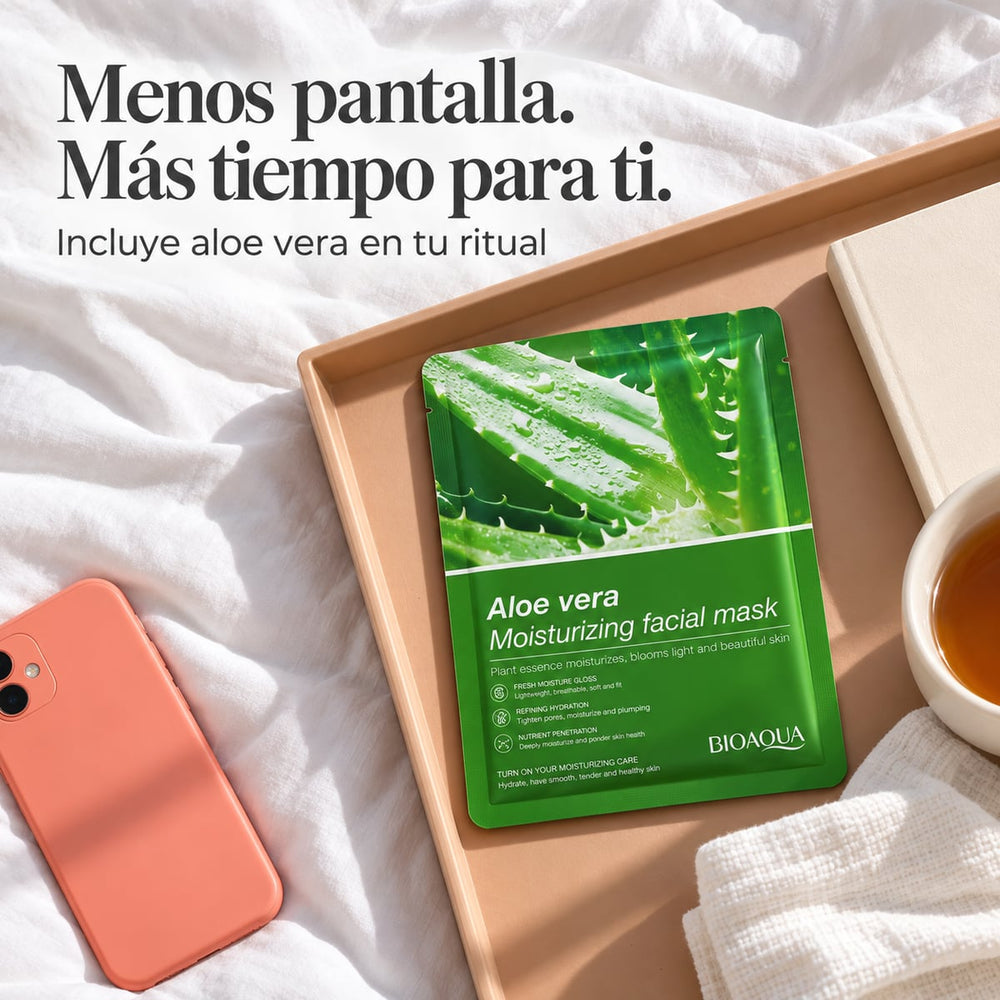 Mascarilla de aloe vera en el tocador
