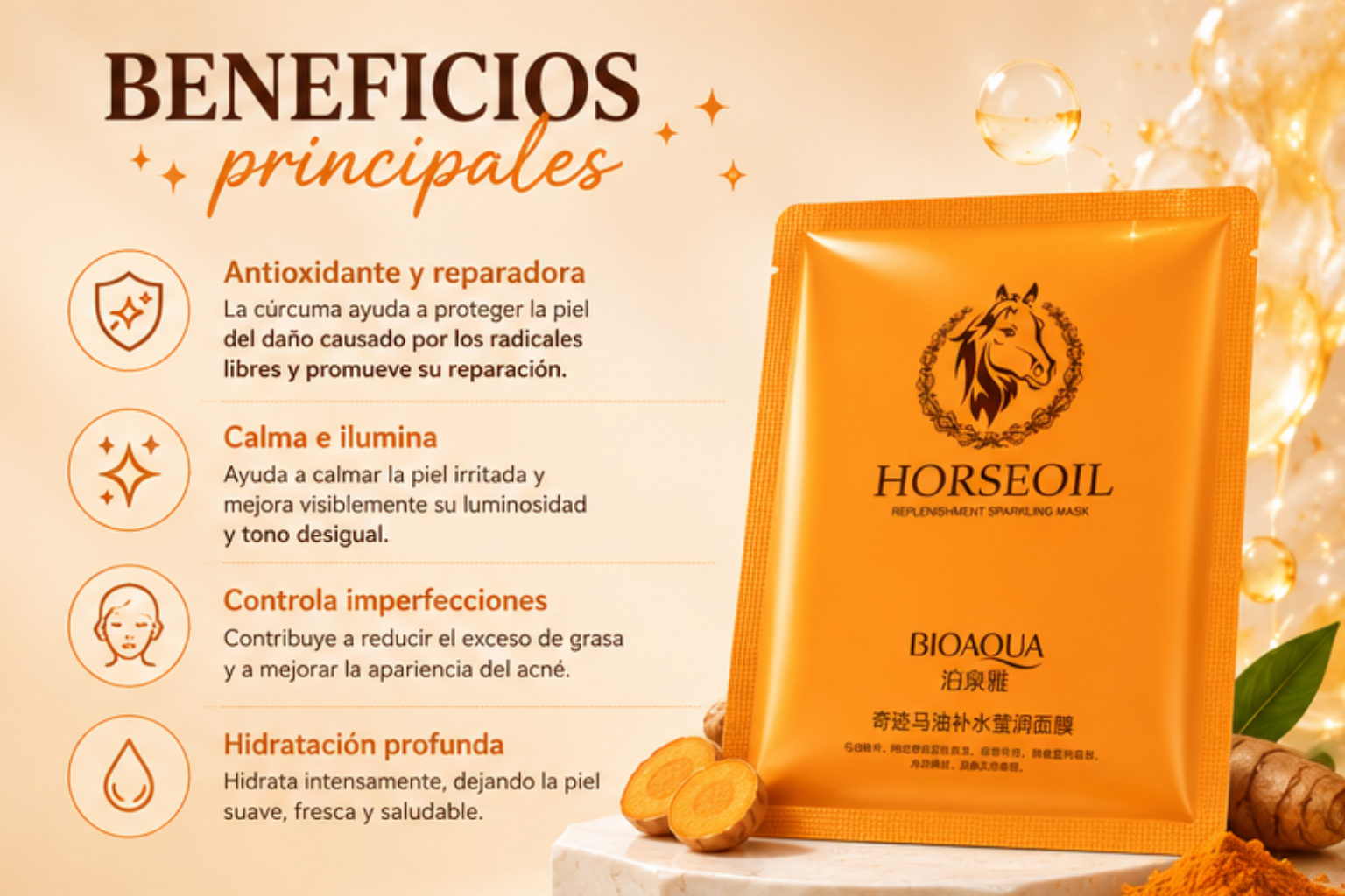 Mascarilla Facial extracto de aceite de caballo
