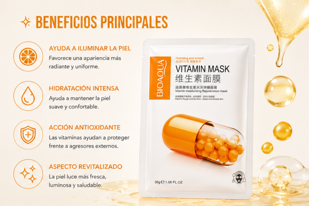 Mascarilla Facial Rejuvenecedora con Vitamina C y E