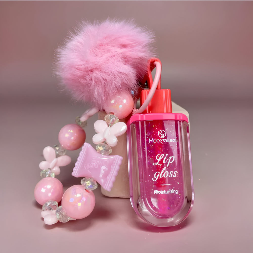 🎀 Brillo Labial Llavero Pompon