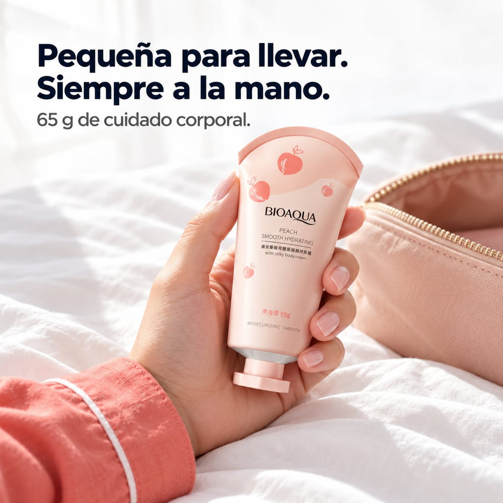 Crema corporal de manzana en la mano