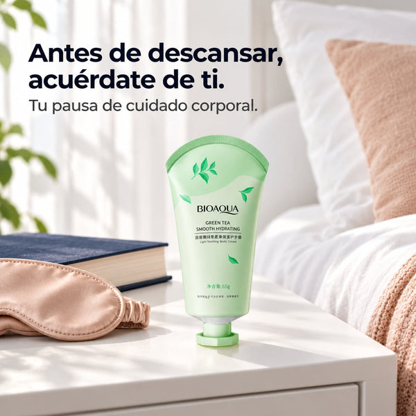 Crema corporal de té verde antes de descansar