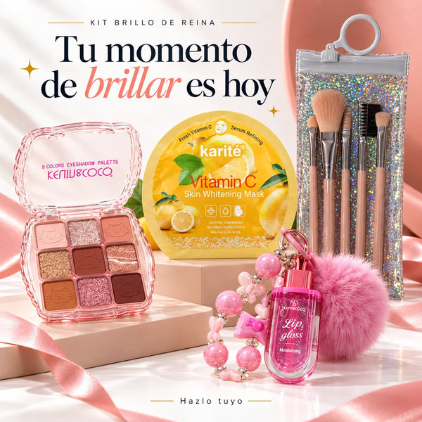 Paleta y brochas del Kit Brillo de Reina