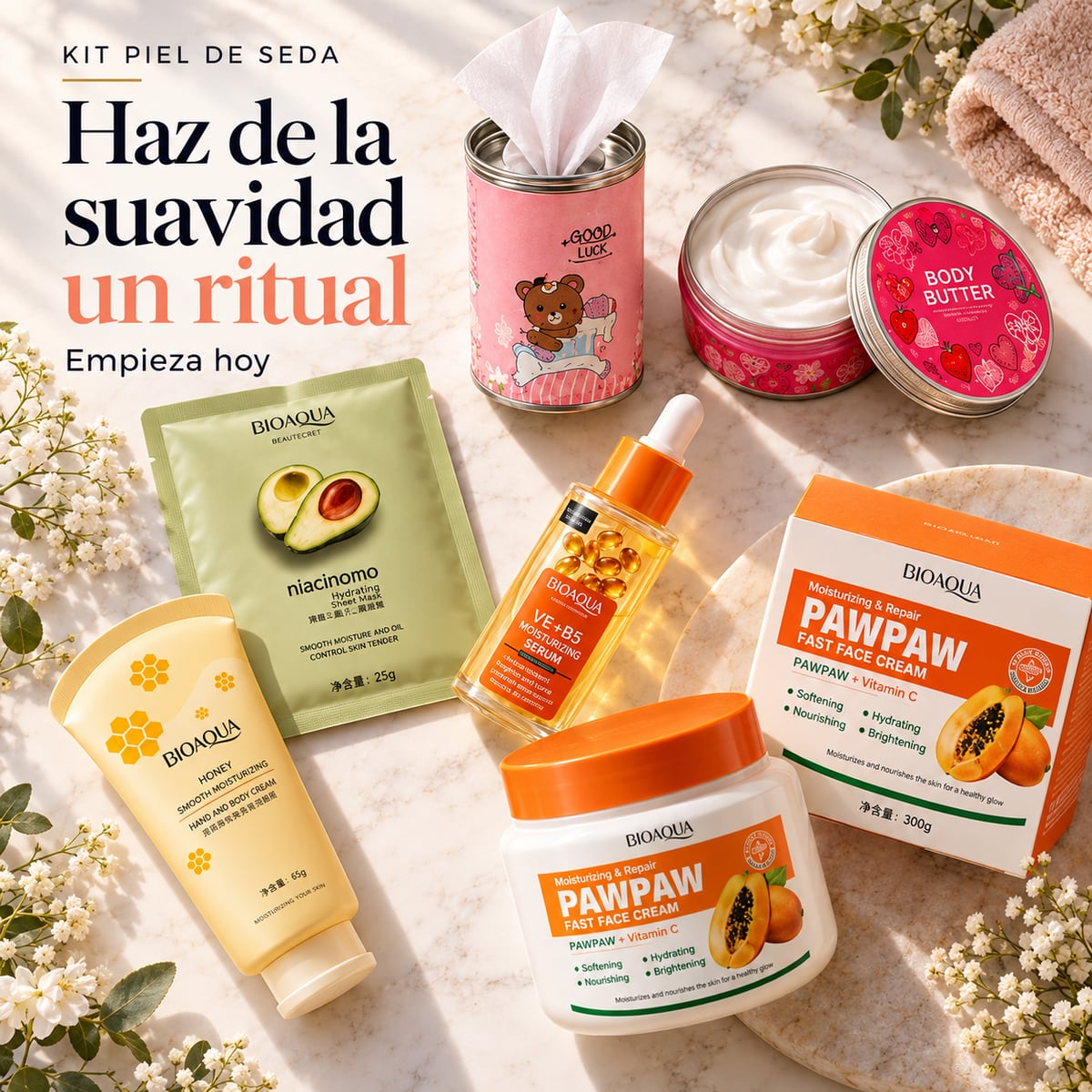 Kit Piel de Seda: skincare facial y corporal