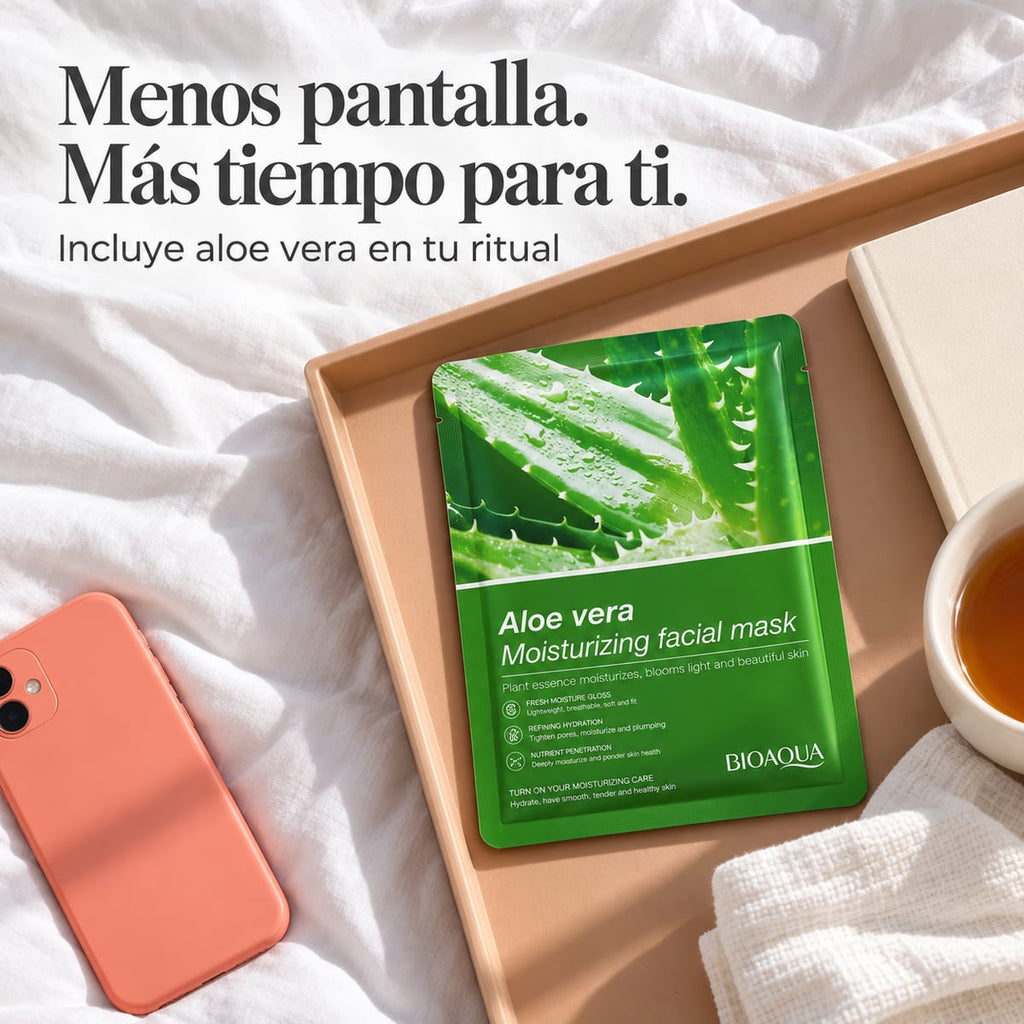 Mascarilla de aloe vera en el tocador