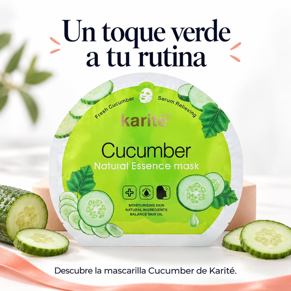 Mascarilla de pepino en el tocador