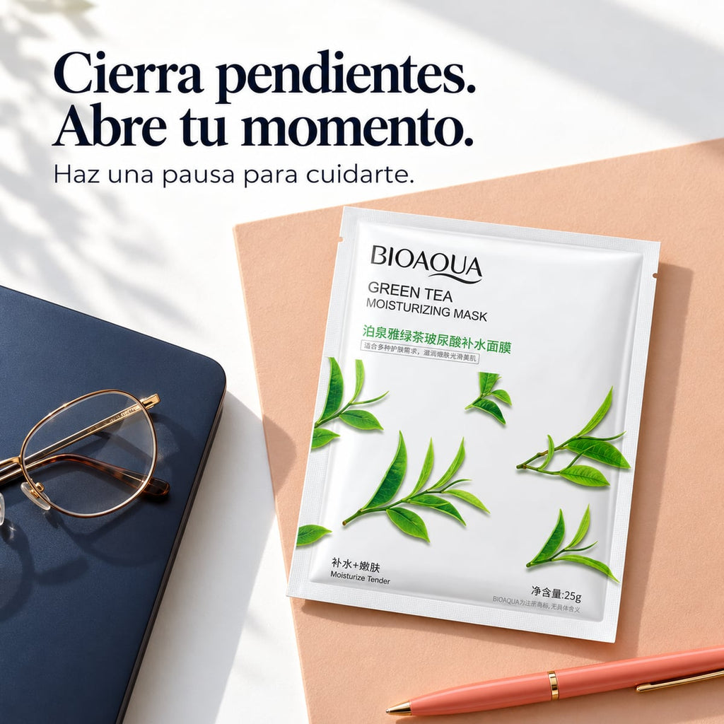 Mascarilla de té verde lista para usar