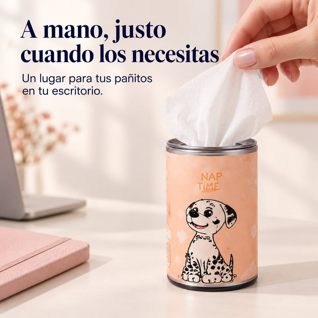 Pañitos portátiles en el escritorio